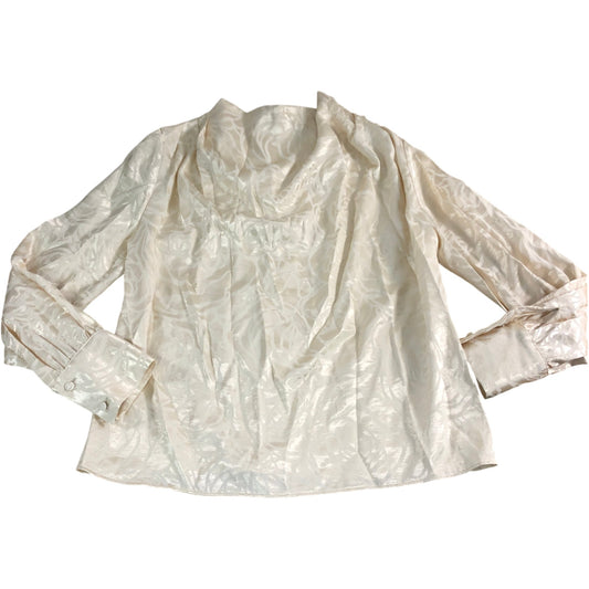 River Island UK8 Women's Blouse Cream Long Sleeve Cowl Neck Floral Pattern