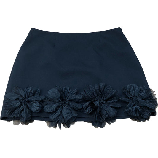 River Island Black Floral A-Line Mini Skirt UK12 Women's Tulle Flowers Design