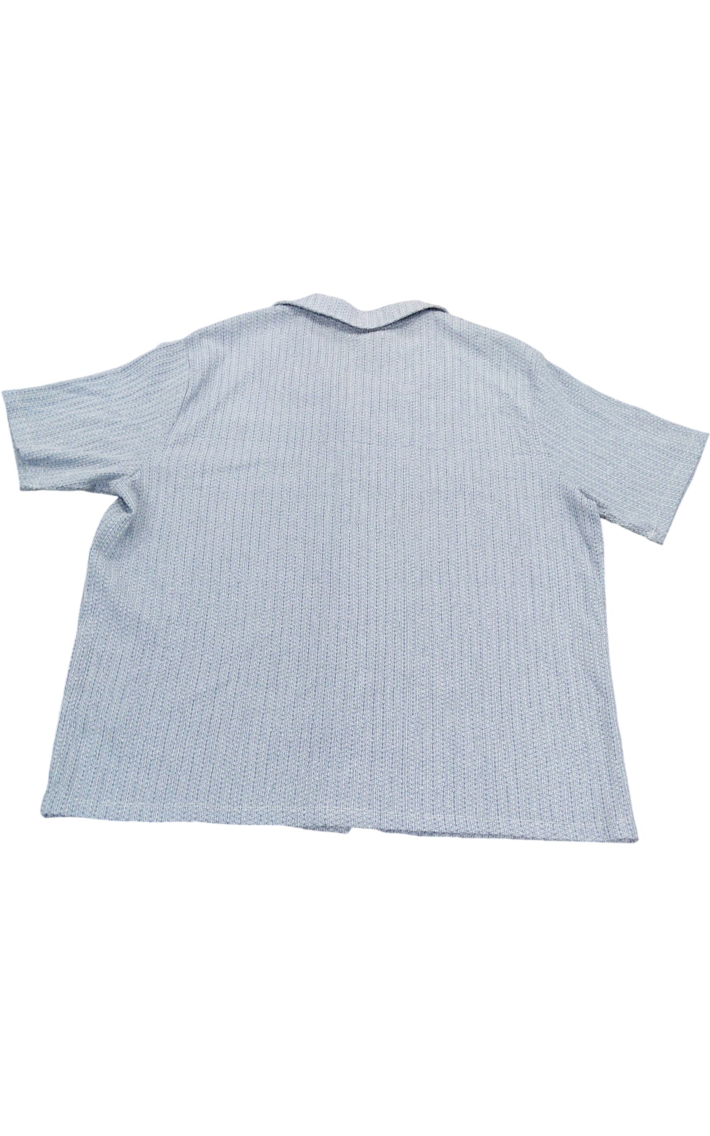 River Island Men's Casual Short Sleeve Shirt Size XL Blue Waffle Pattern