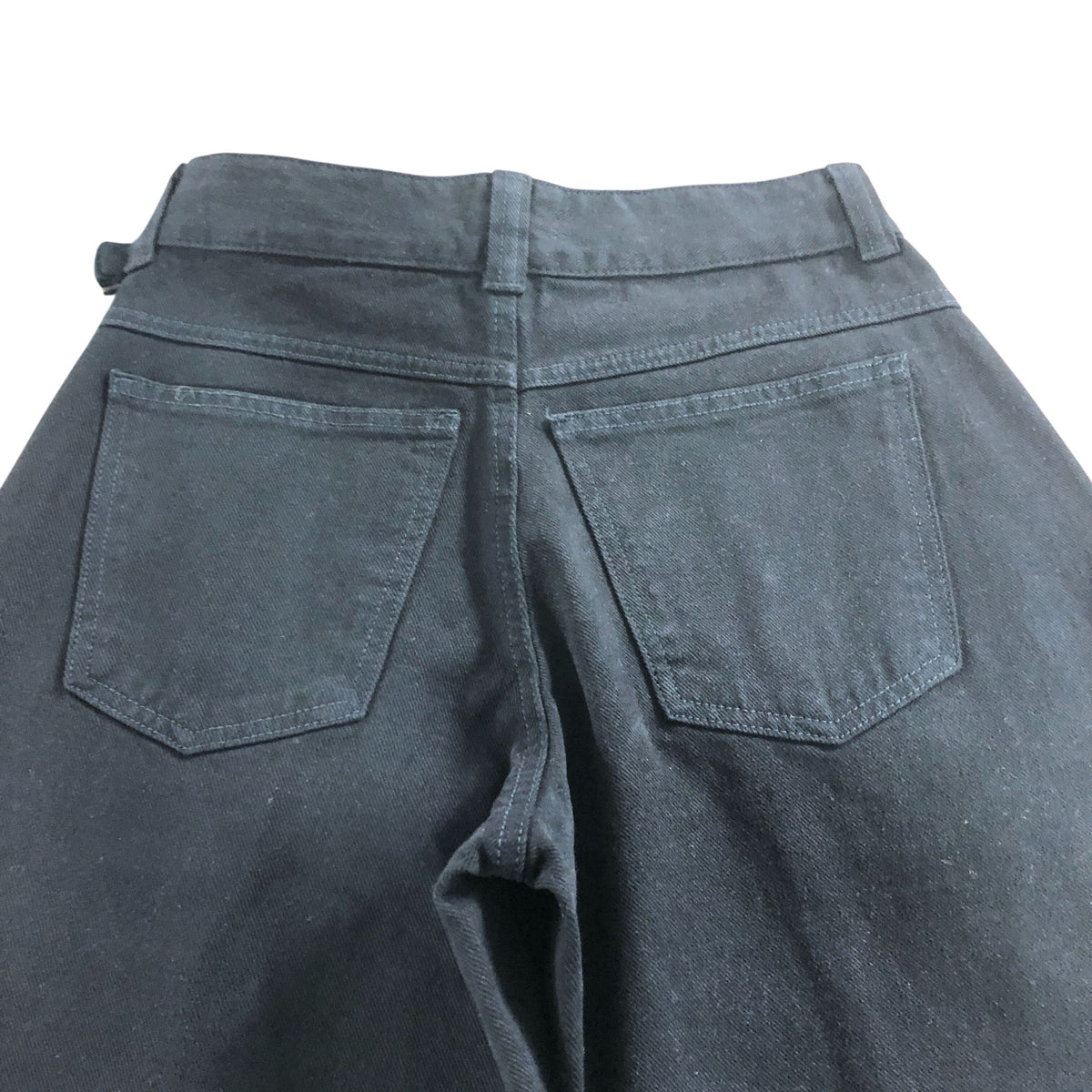 Wide Leg Trousers UK10 Women's High Waist Cotton Black