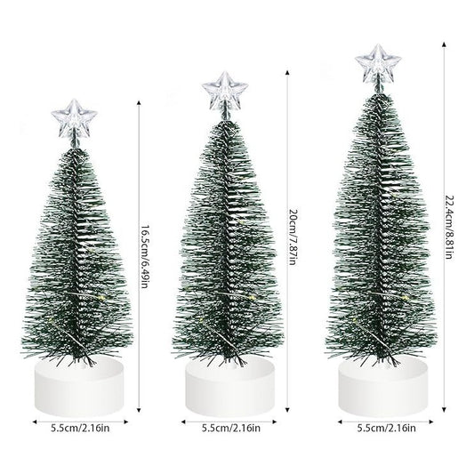 Small Tabletop Light Up Christmas Tree Decorations 3 Pieces