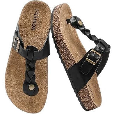 Foinleder Leather & Cork Flip Flops Size 8