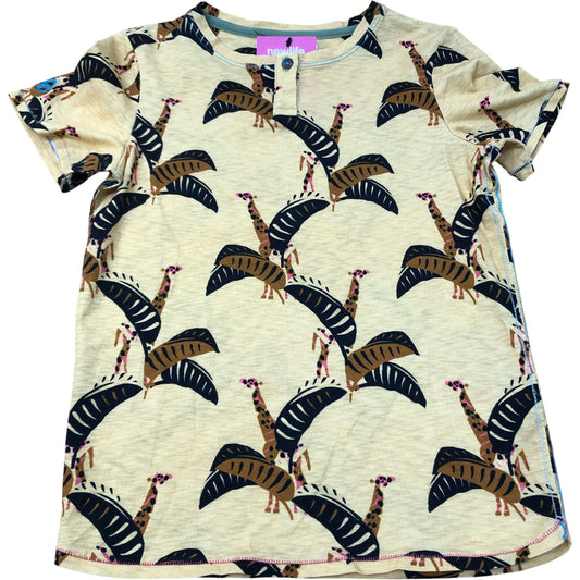 Giraffe Print T-Shirt Boys Yellow Short Sleeve Size 7-8 Years