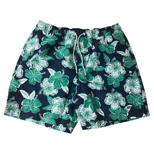 Weird Fish Bellukha 34 Men's Swim Shorts Green Floral Print Recycled Polyester