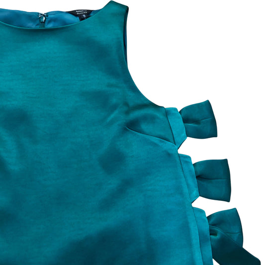 River Island Green Satin Bow Detail Mini Dress