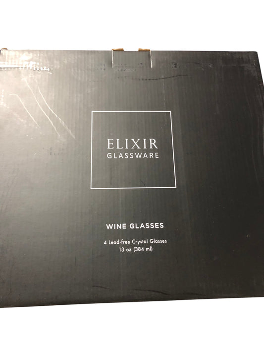 ELIXIR Glassware 4 Leadfree Crystal Wine Glasses 13oz Boxed Set New Without Tags