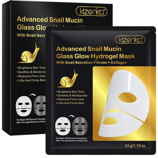 Kizenka Advanced Snail Mucin Glass Glow Hydrogel Mask 6 Pack Korean Skincare