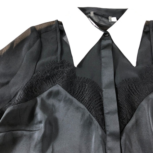 Branded Black Sheer Lace Shirt - Size 6