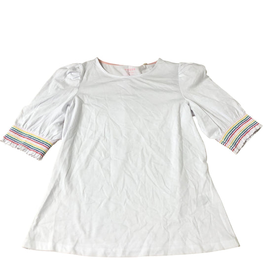Boden White Puff Sleeve Top Women's Rainbow Trim UK10