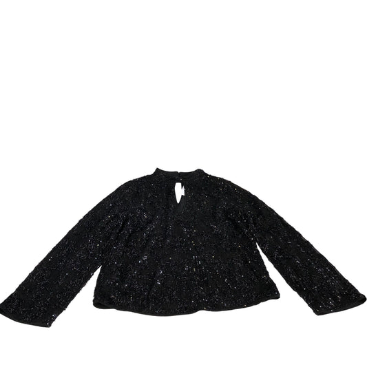 Black Sequin Long Sleeve Top UK12 Women's