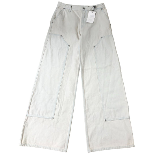 Zara Wide Leg Jeans UK 8 Tall Women's High Waisted Cotton Pale Blue