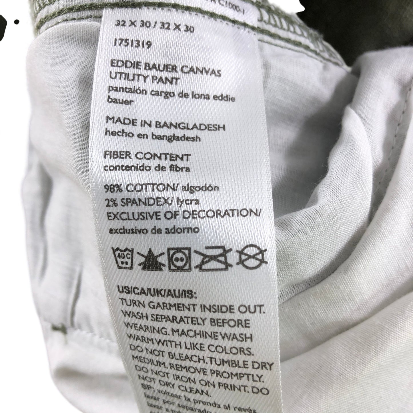 Eddie Bauer 32x30 Men's Classic Fit Utility Pants Green Cargo Trousers