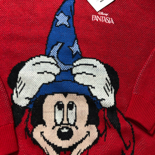 MUS Fantasia Mickey Mouse Sweater Free One Size Red Graphic Knit Jumper