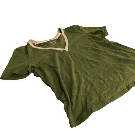 Boden Women's V Neck T Shirt Green Casual Cotton Blend UK10