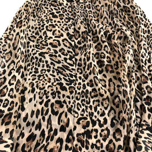 River Island Women's Leopard Print Blouse UK Size 12 Long Sleeve Casual Top