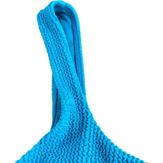 River Island Crop Top UK10 Women's Stretchy Knitted Bright Blue Swimwear