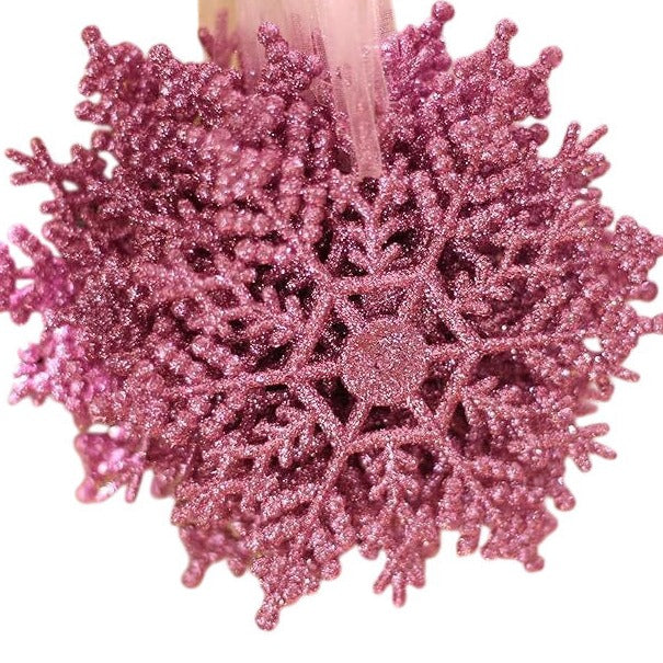 Pink Pendant Snowflake Christmas Tree Decorations 12 Pack