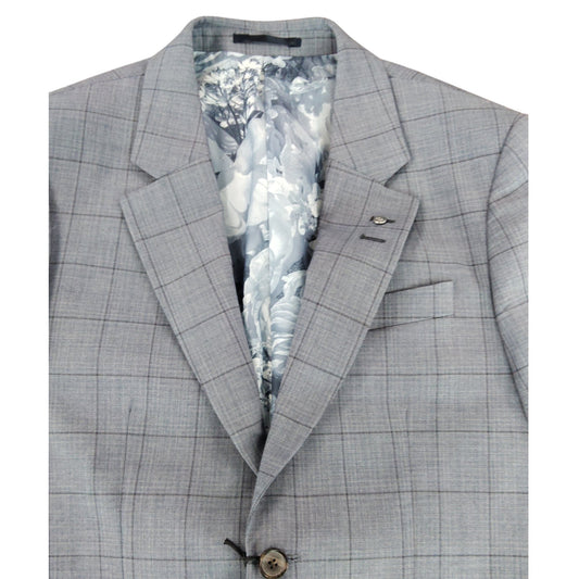 River Island Studios Grey Check Blazer UK38 Men Tailored Formal Jacket