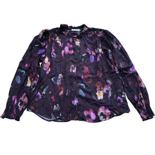 Baukjen Sabrina Printed Blouse Plum Watercolour Floral Size 16