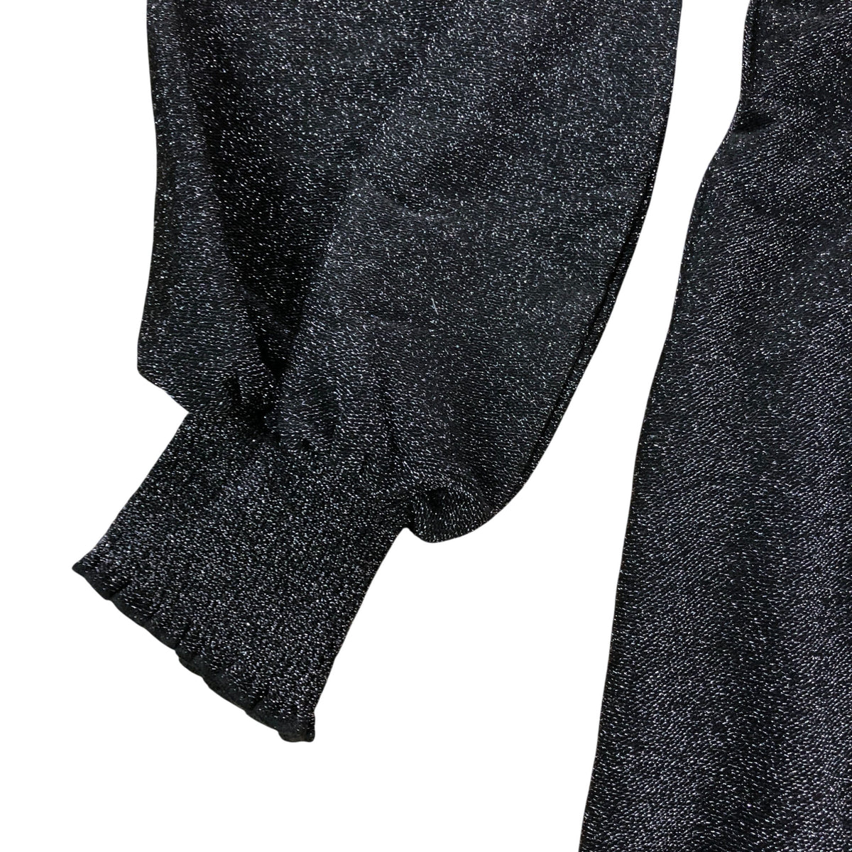 Black Sparkly Maxi Dress UK4 Petite Women's Long Sleeve V-Neck
