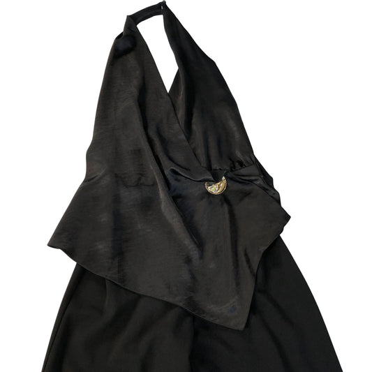 River Island Black Halter Neck Jumpsuit UK XS Women's Wide Leg