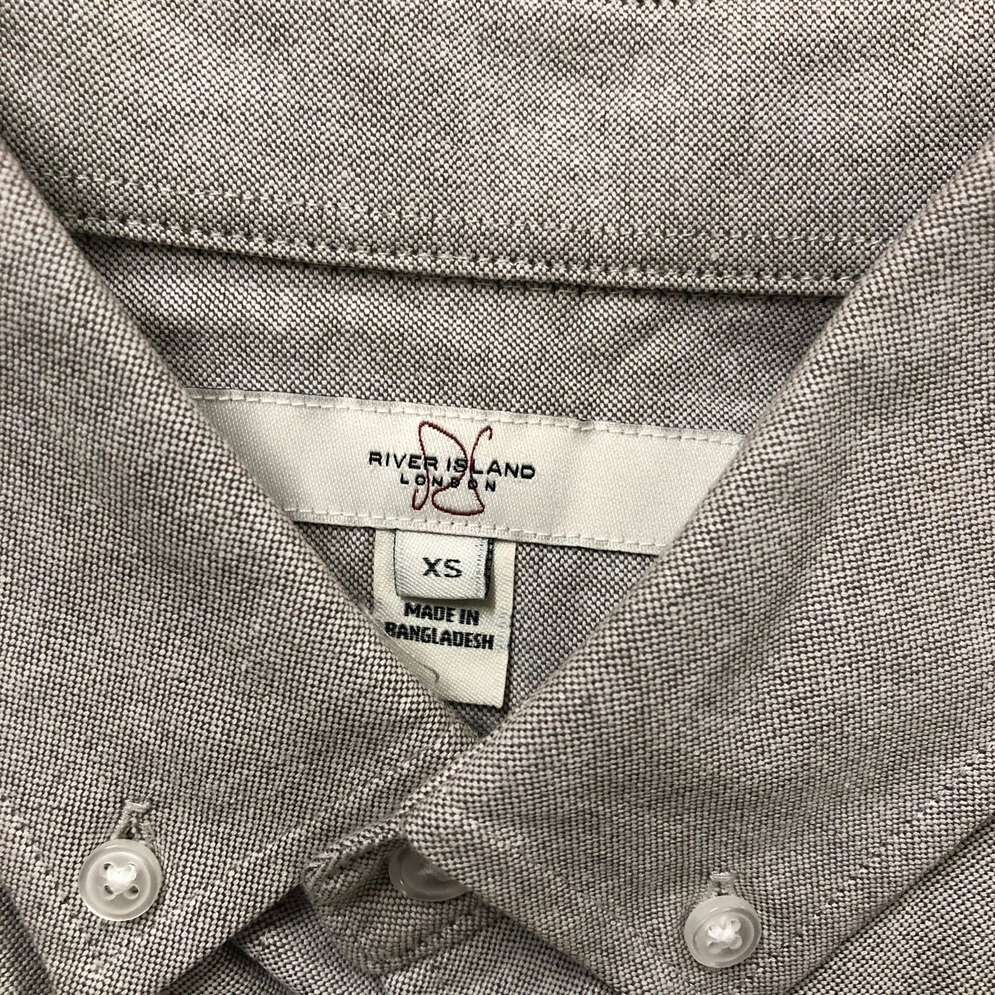River Island XS Men's Long Sleeve Casual Shirt Grey Cotton Blend Button Up