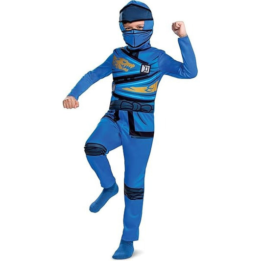 LEGO Ninjago Jay Costume Age 4-6 Years Blue Ninja Outfit Fancy Dress