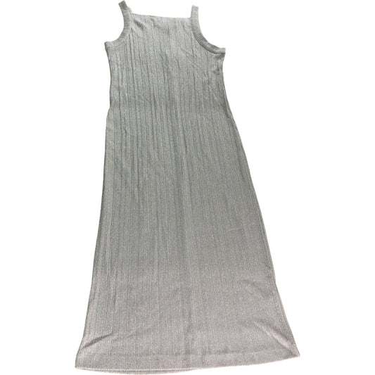 River Island Silver Metallic Midi Dress - Size 16