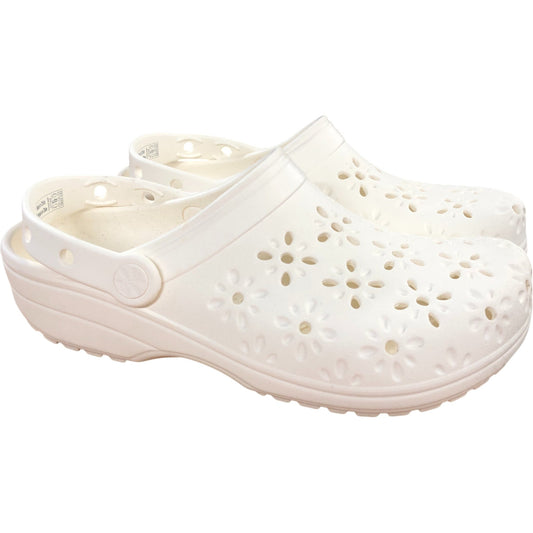 Crocs Daisies Clogs Women 9 Men 7 Comfort Slip On Chalk Footwear