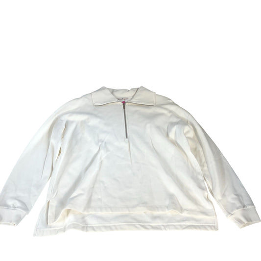 Zip Neck Sweatshirt Women's White 100 Percent Cotton