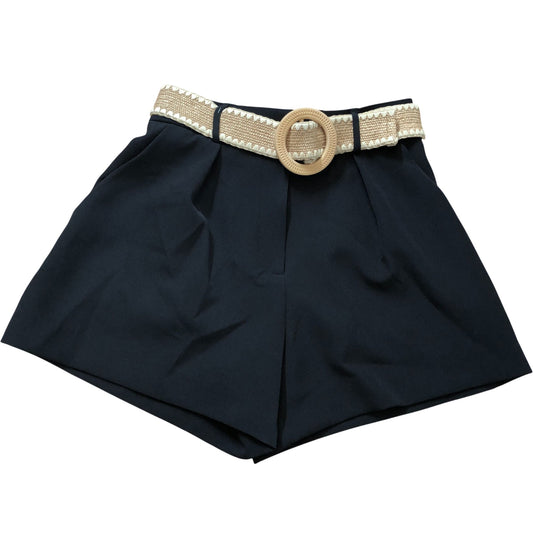 River Island Black High Waisted Shorts Women's Belted Pleated Stylish Size 6