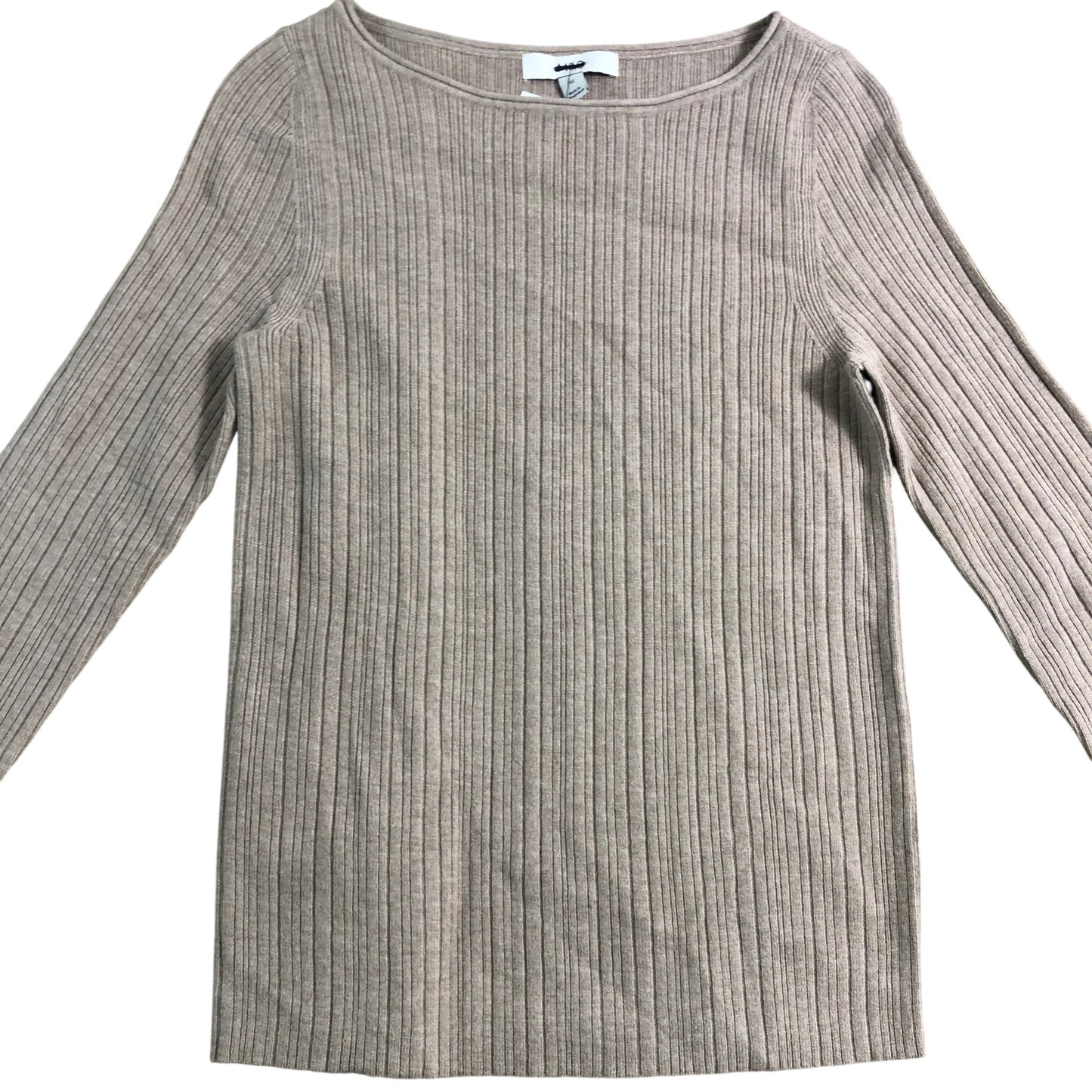 Ribbed Long Sleeve Top UK12 Women's Beige Style Soft Material