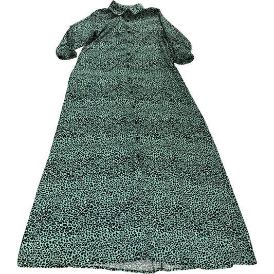 Dancing Leopard Maxi Dress UK12 Women's Leopard Print Green