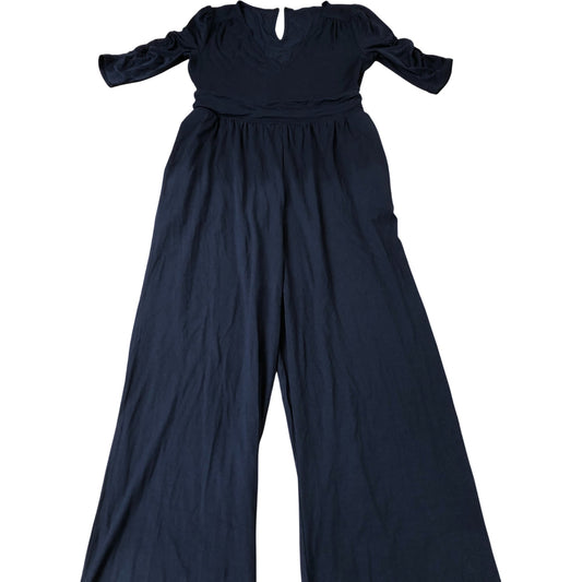 Jumpsuit Women's Navy Blue V Neck Casual 3/4 Sleeve UK Size 8