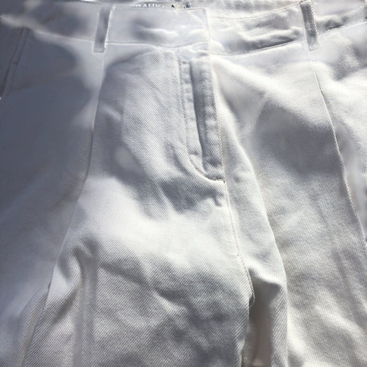 Baukjen Wide Leg Trousers UK10 Women's Organic Cotton White Plain Style