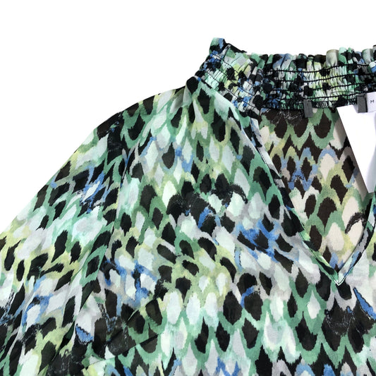 Branded Blouse UK 12 Women's Patterned V Neck Long Sleeve Lightweight Top