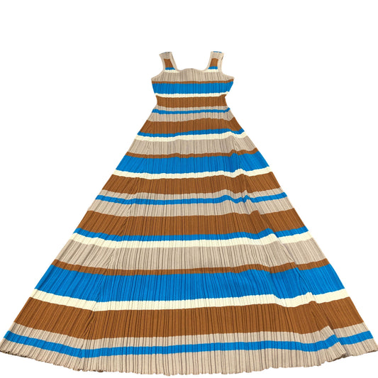 River Island Maxi Dress UK Size 12 Women's Multicolour Striped Pleated Style