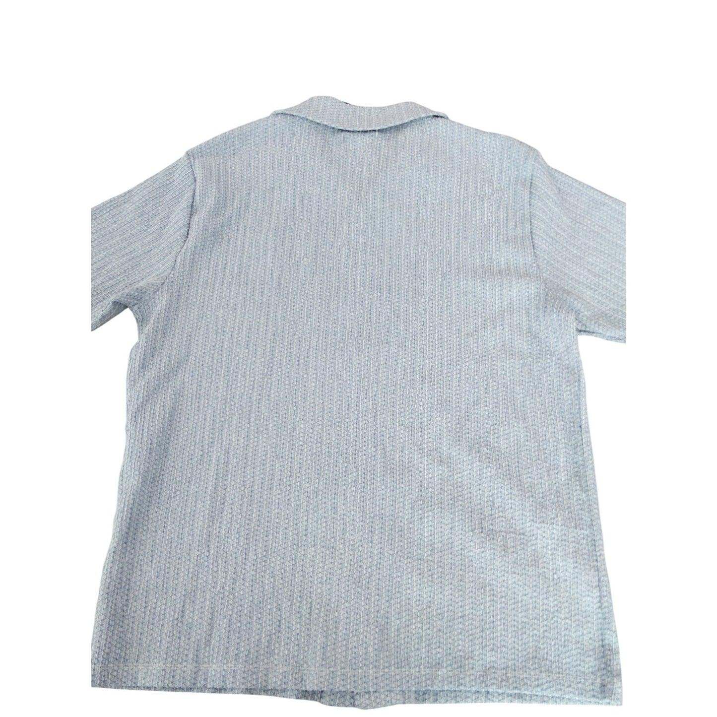 River Island Casual Shirt M Men's Short Sleeve Textured Cotton Blue