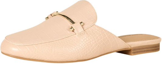 Crocodile Print Mules Women's Slip On Shoes Beige UK2.5