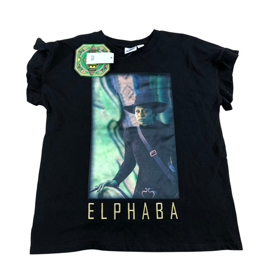 River Island Elphaba Graphic T-Shirt Girls Black Age 11-12 Ruffle Sleeve Design