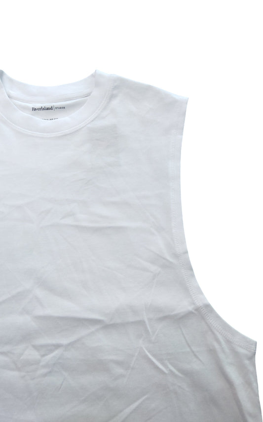 River Island Women's White Sleeveless Top Size M Cotton Casual Activewear