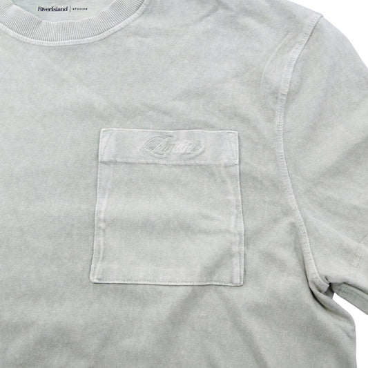 River Island Studio Men's M T-Shirt Short Sleeve Pocket Mint Green Casual Wear