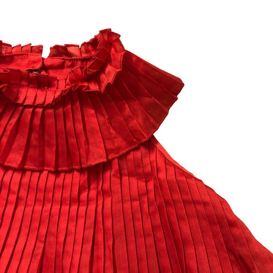 River Island Flared Top Size 14 Women's Pleated Sleeveless Bright Red