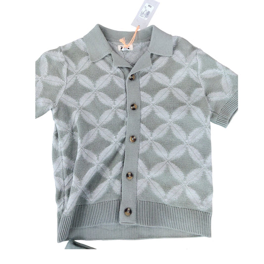 River Island Girls 18-24 Months Set Knitted Top And Shorts Grey Leaf Pattern
