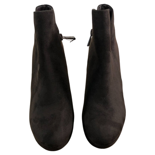 Linzi Women's Black Suede Ankle Boots Size 4 High Heel Zip Closure Fashion