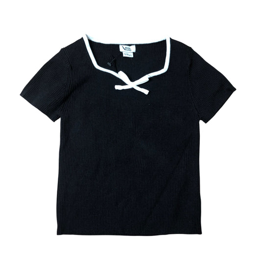 River Island Black Short Sleeve Top 5-6 Years Girls Viscose Bow Detail