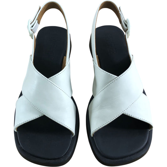 Camper Dana UK7 Women's White Leather Slingback Sandals