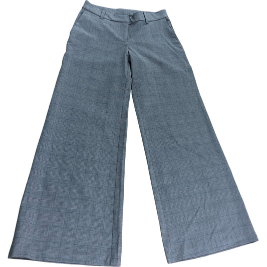 Weekday Wide Leg Trousers UK8 Women's Grey Check Recycled Polyester Fashion