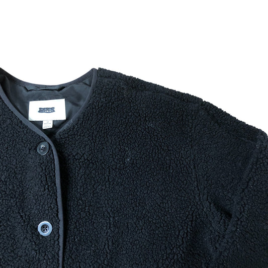 Fleece Jacket Size 12 Women's Black Button Front Casual Outerwear