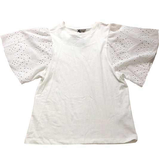 River Island Women's XS White Top Eyelet Detailed Puff Sleeve Summer Fashion